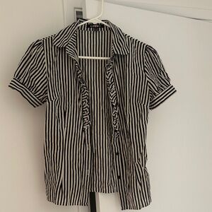 Black and White Striped Button-Up Shirt